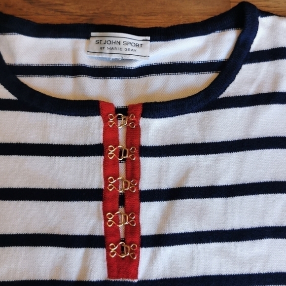ST. John Sport Shirt Knit Stripe Short Sleeve Plus 14 - Picture 3 of 5